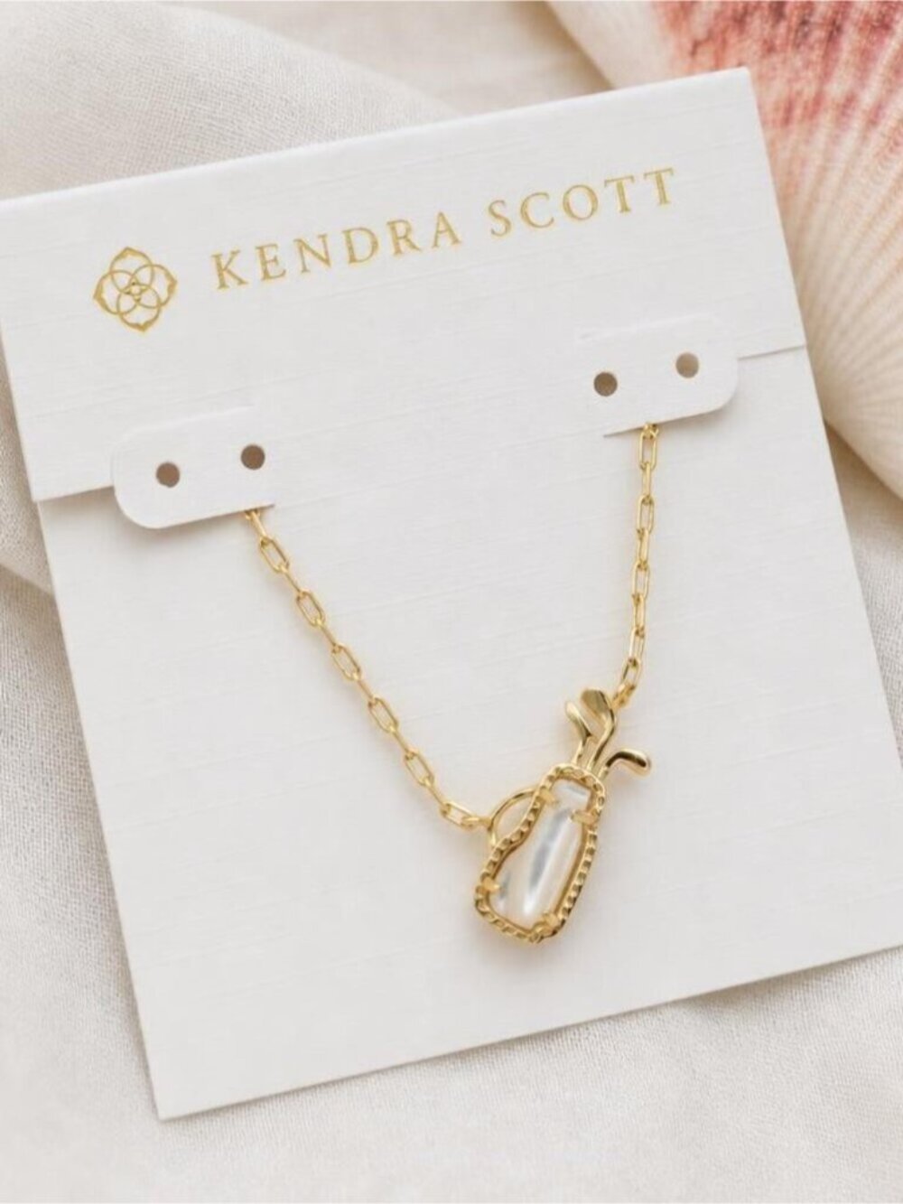 Kendra Scott Golf Gold Ivory Mother-of-Pearl Pendant Necklace